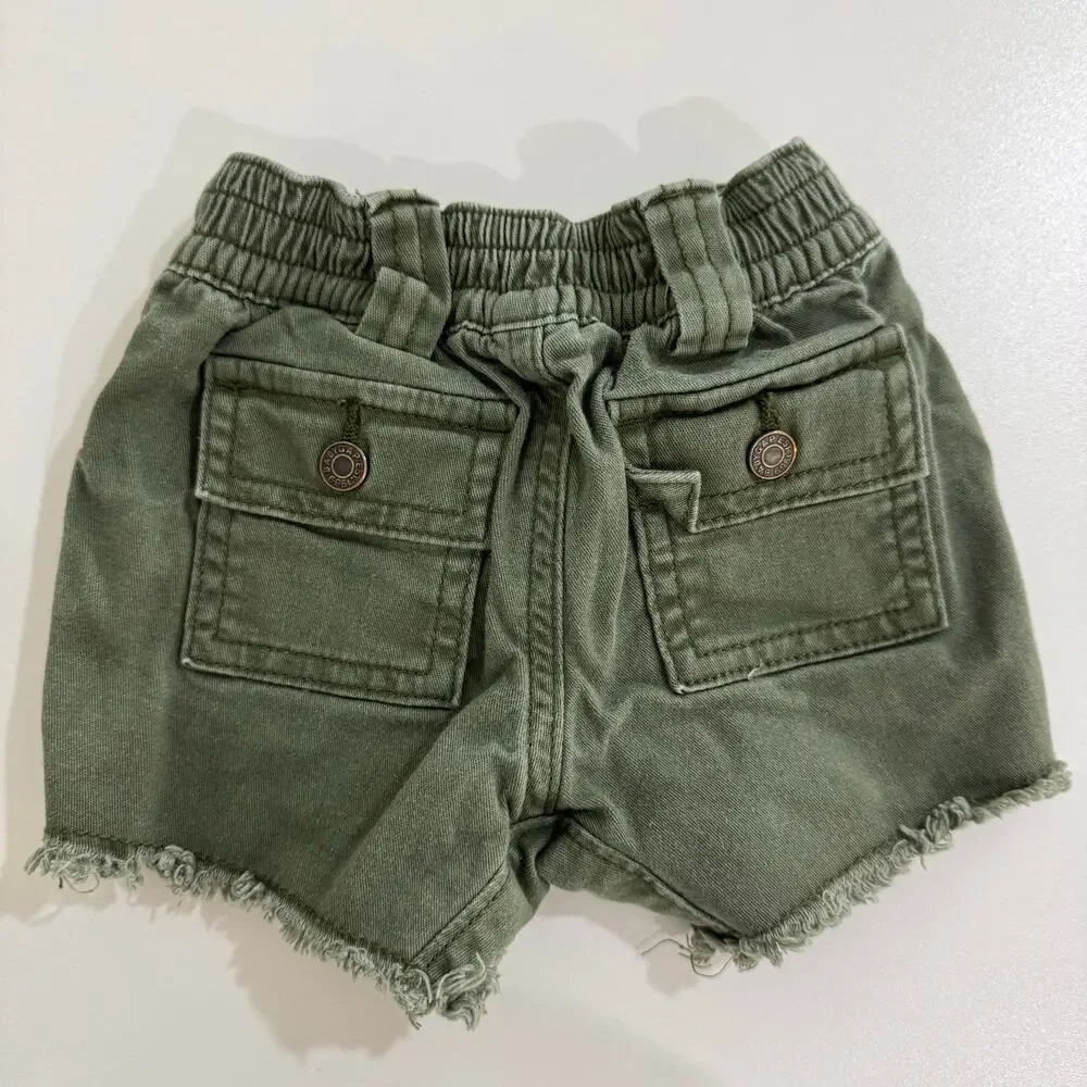 Baby Gap Army Green Shorts Frayed Hem Size 3-6 Months